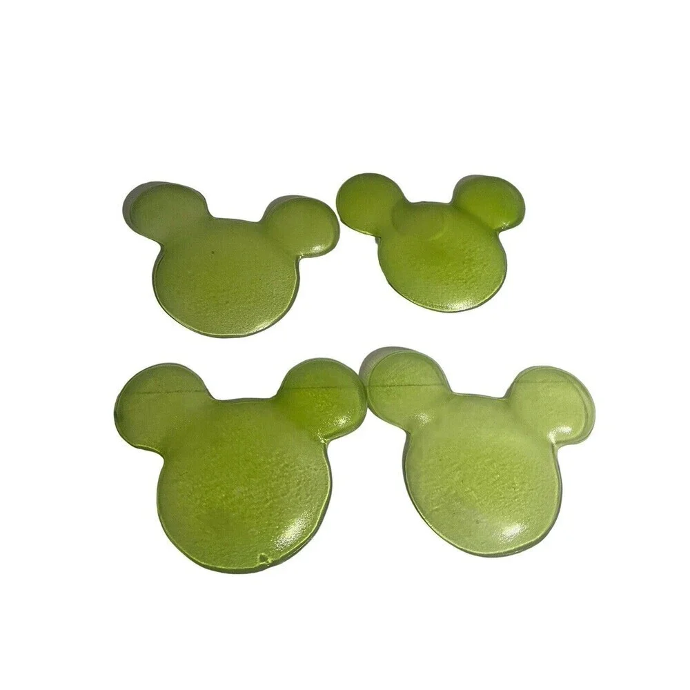 Disney Green Glass Mickey Mouse Serving Plate Set Of 4